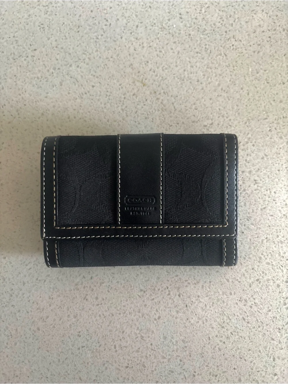 Coach Black Signature Jacquard Trifold Wallet